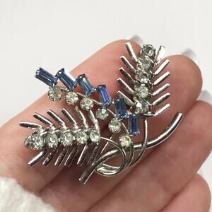 Vintage Carl Art CA Sterling Silver Floral Rhinestone Open Work Spray Brooch Pin